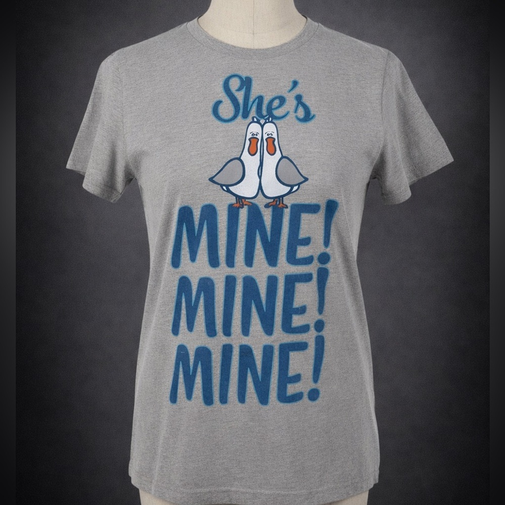 Disney Parks Finding Nemo Seagull Mine Mine Mine Tee Gray L Pixar.